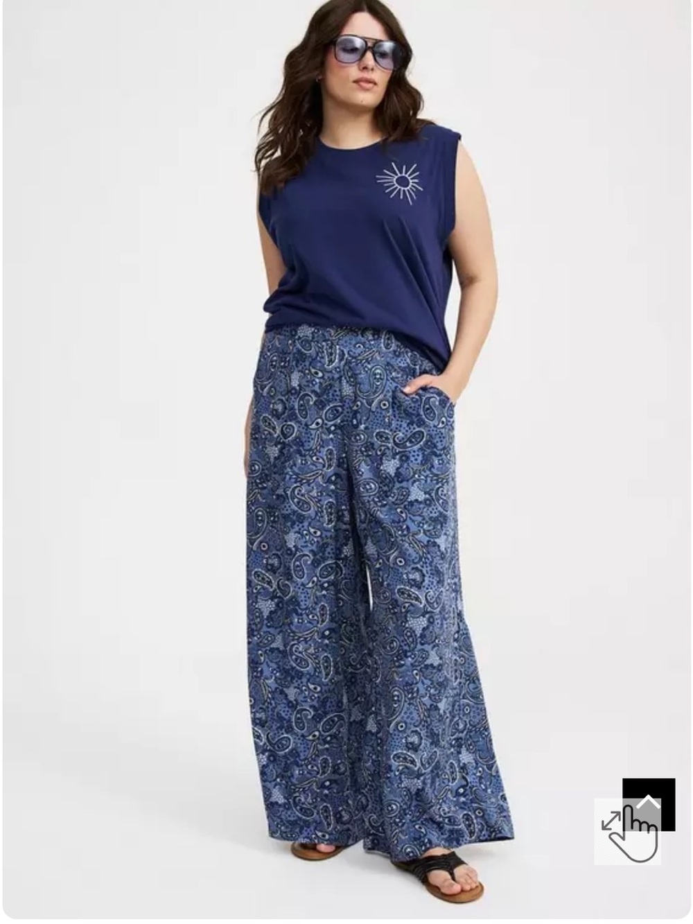 Torrid High-Rise Pull-On Wide-Leg Pant Amy Paisley Blue Horizon Size 2 and Size3